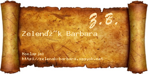 Zelenák Barbara névjegykártya